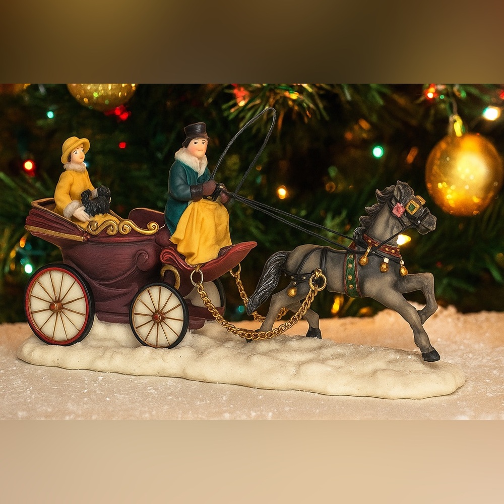 ▪️Vintage Victorian Horse and Carriage Christmas Village Figurine